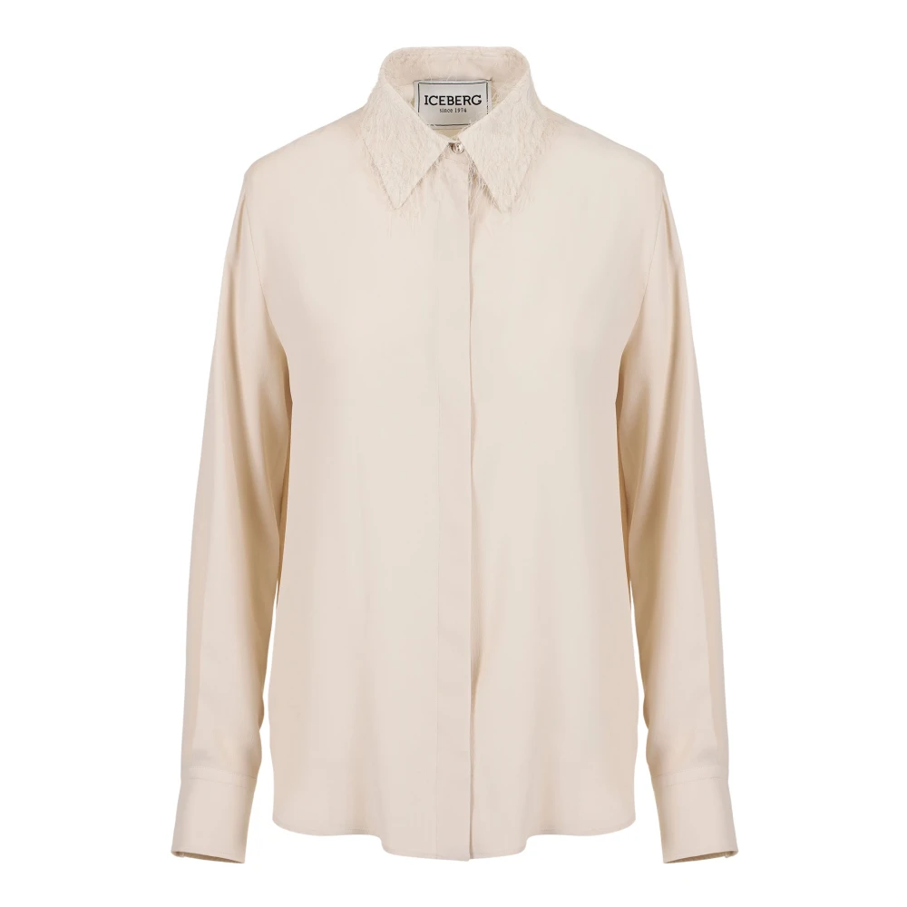 Iceberg Stoffige gekleurde zijde blend crepe de chine overhemd met elegante details Beige Dames