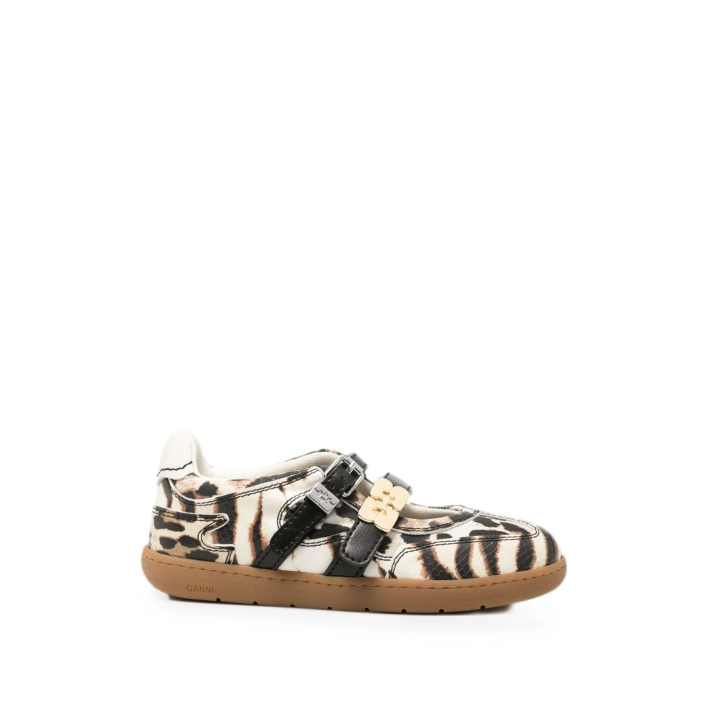 Ganni Feminine Buckle Flats - Female - Ballerina Shoes - White - 3 Uk - Shoes