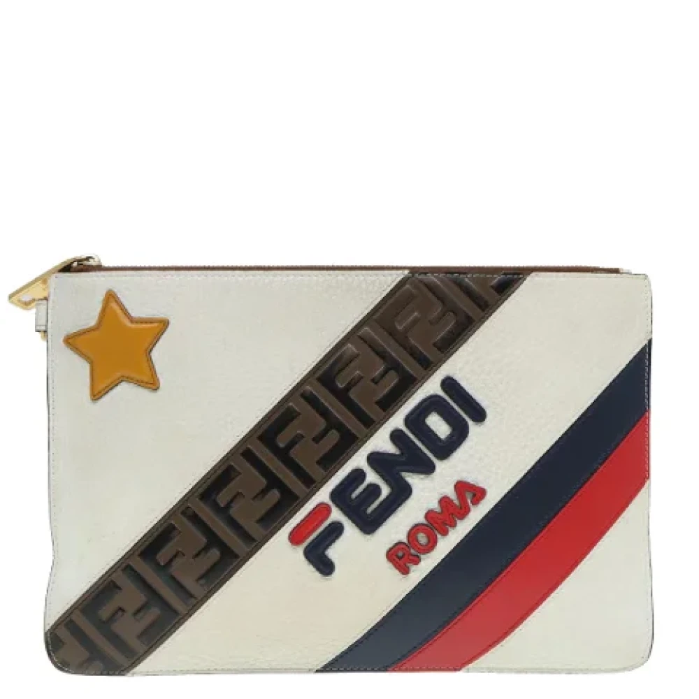 Fendi Vintage Pre-owned Leather clutches Beige Dames