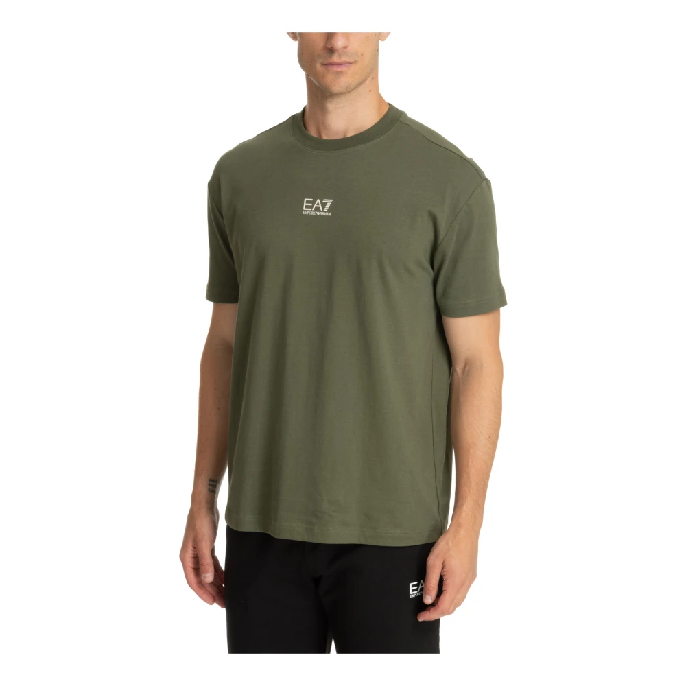 Emporio Armani EA7 Gestreept Logo T-shirt Green Heren