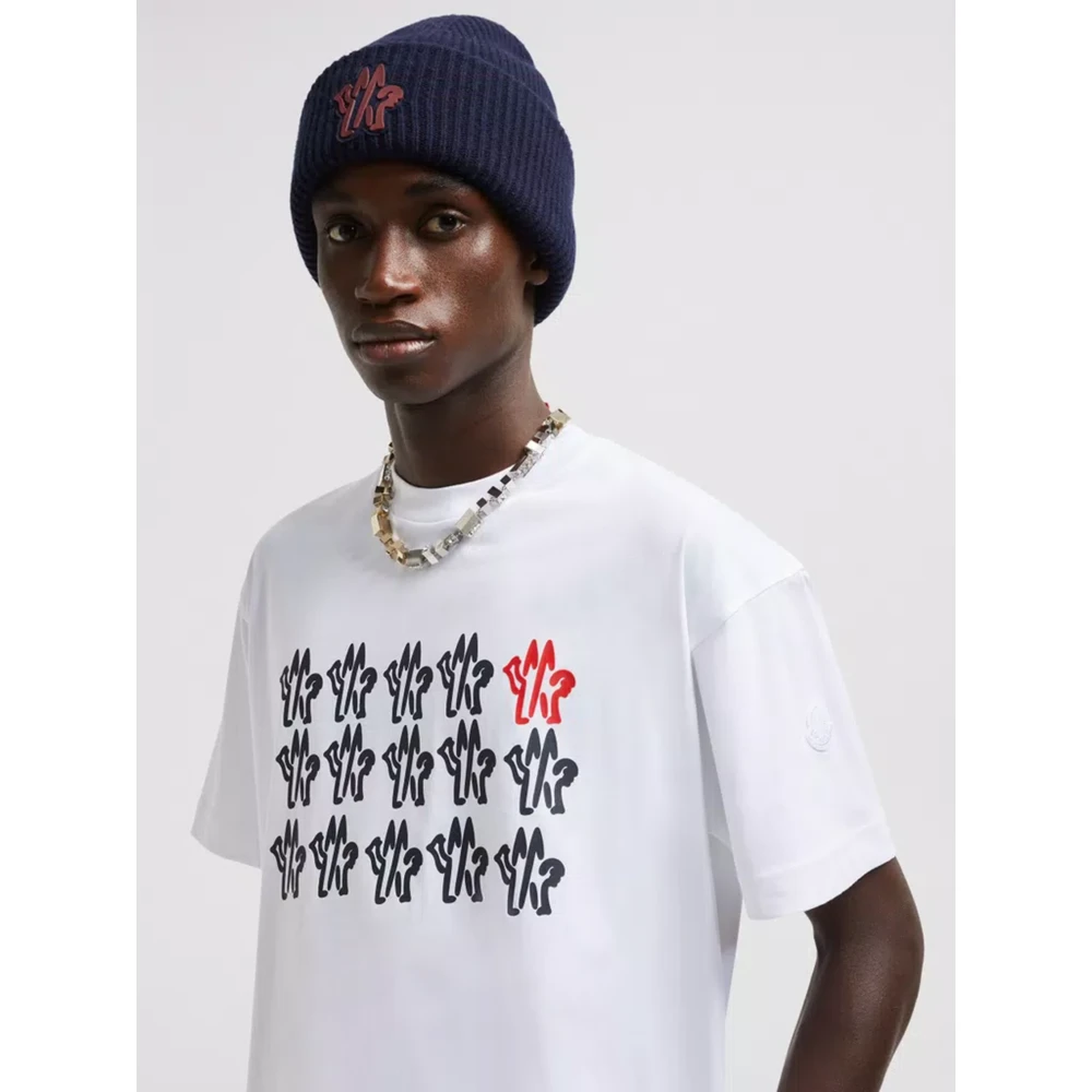 Moncler Witte T-shirts en Polos met Logo White Heren