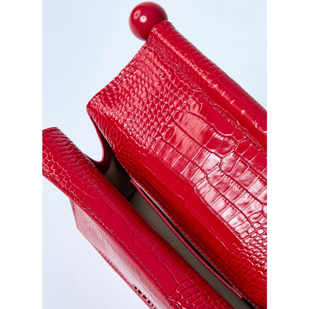 Jacquemus Geometrische Krokodil-geprinte Clutch Tas Red Dames