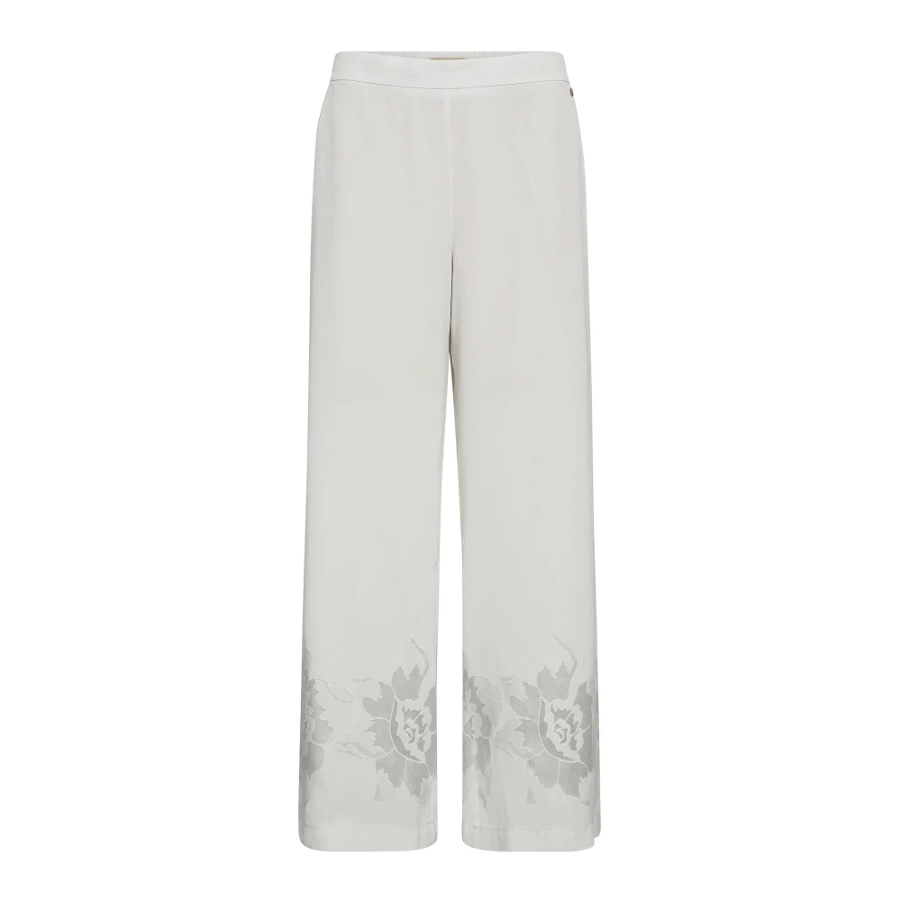 Mos Mosh Women's White Floral Jacquard Wide Leg Pants