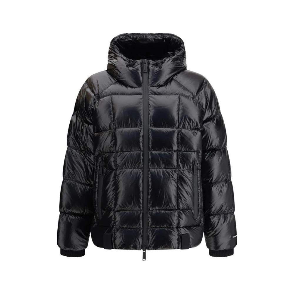 Dsquared2 , Down Jackets, Male, Black, L, Quilted 3D Down Jacket With Hood