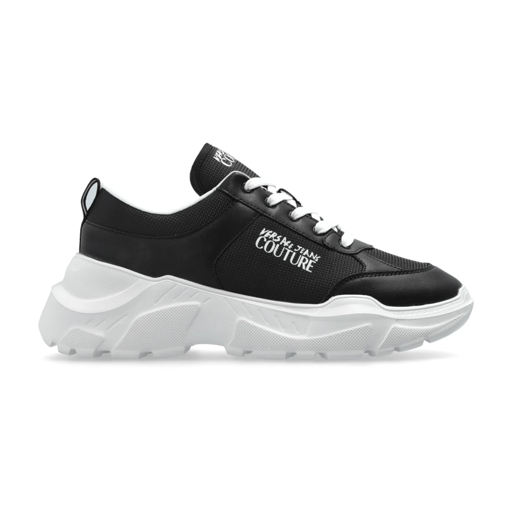 Versace Jeans Couture Sneakers met geprint logo Heren Schoenen Zwart