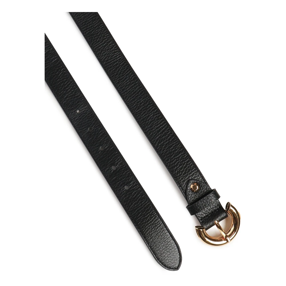 Coccinelle Zwarte leren riem met gouden gesp Black Dames