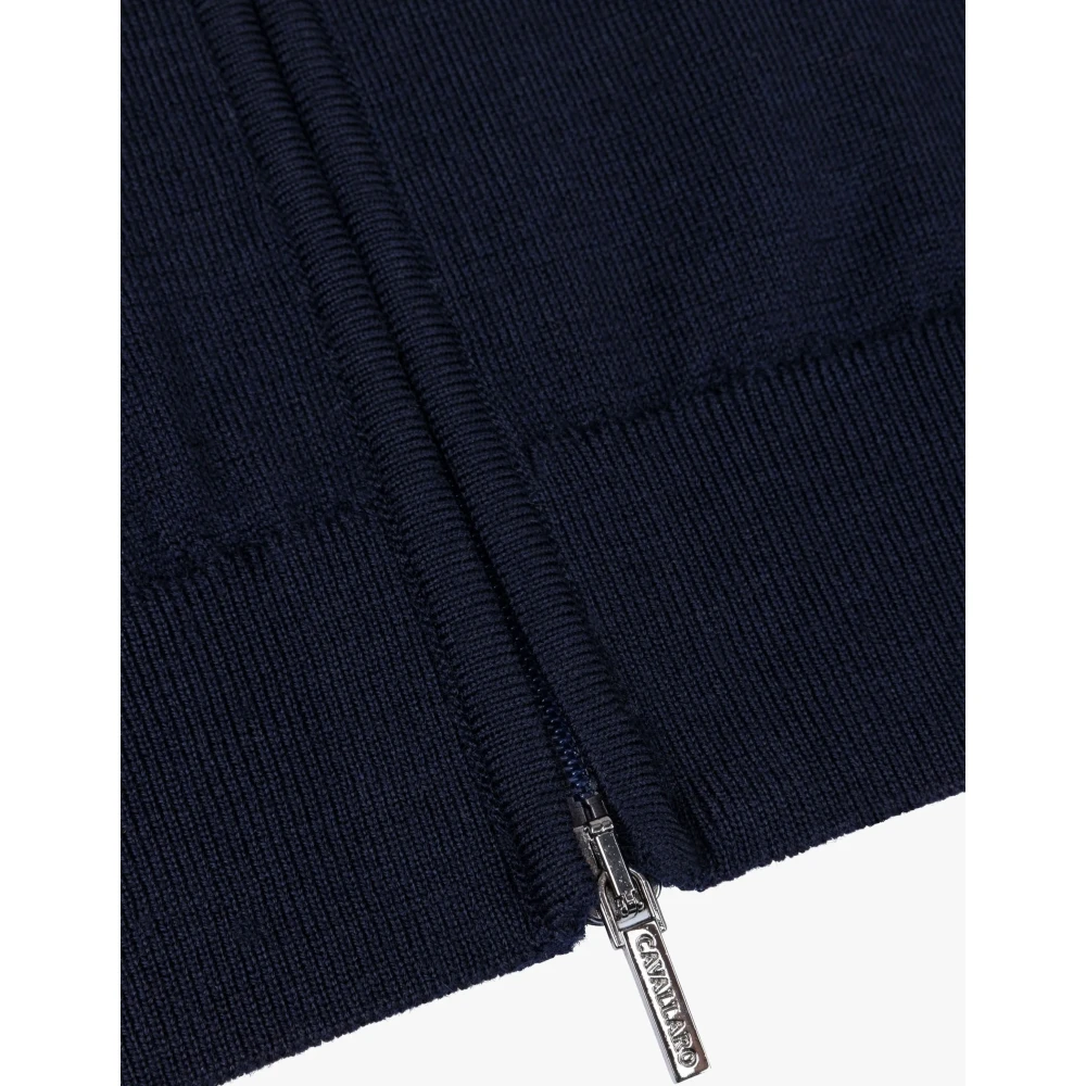 Cavallaro Volledige ritssluiting cardigan vest in donkerblauw Blue Heren