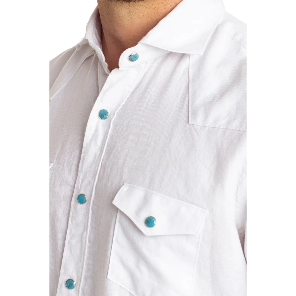 Barba Texaanse Stijl Wit Overhemd White Heren