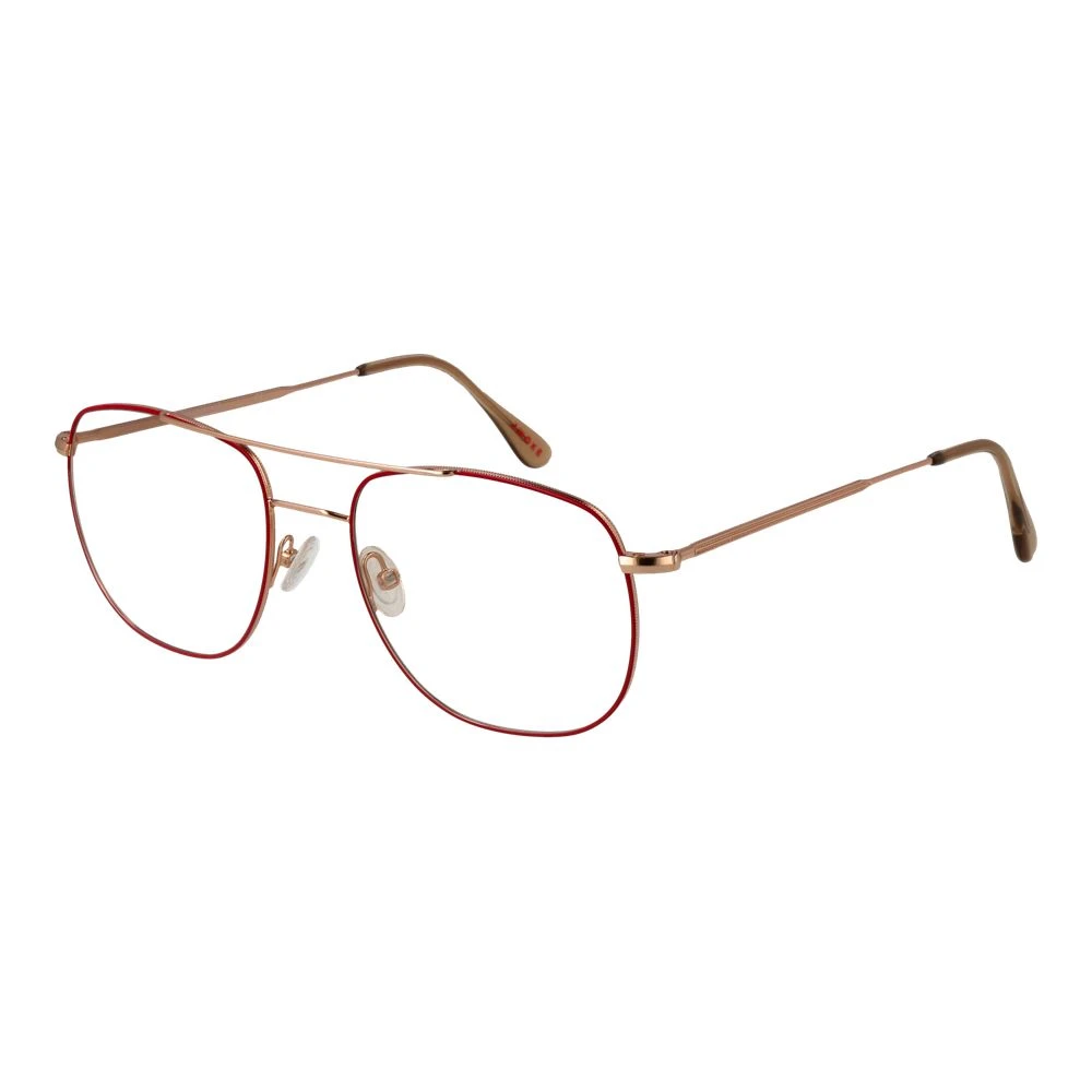 Andy Wolf Unisex Red Metal Optical Frames Aviator Style