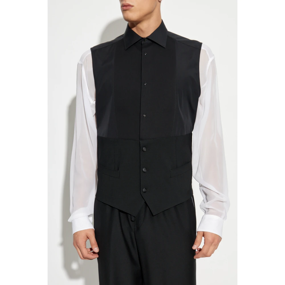 Dolce & Gabbana Mouwloos smokingoverhemd Black Heren