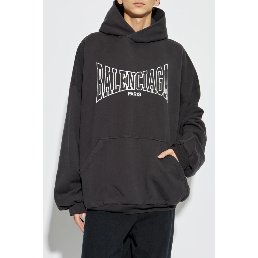 Balenciaga I Love Paris & Hoodie Large Fit Gray Heren