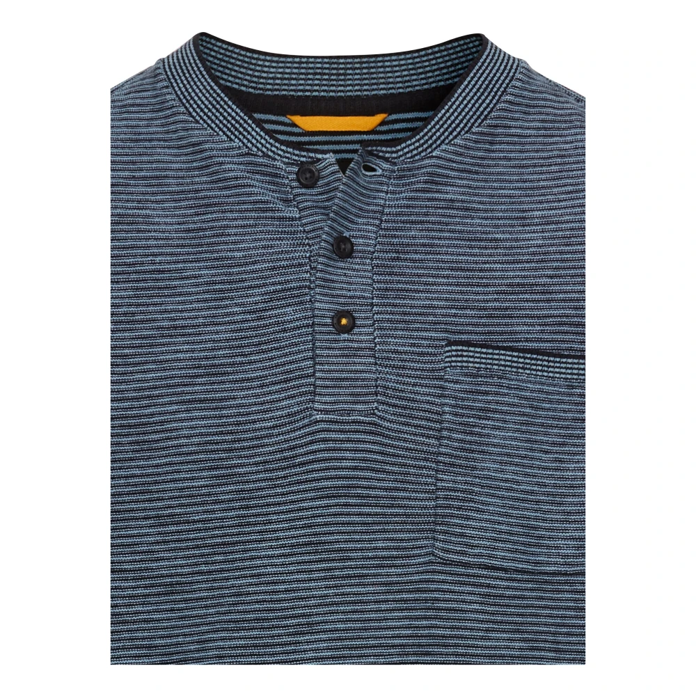 camel active Lange mouw katoenmix Henley shirt Blue Heren