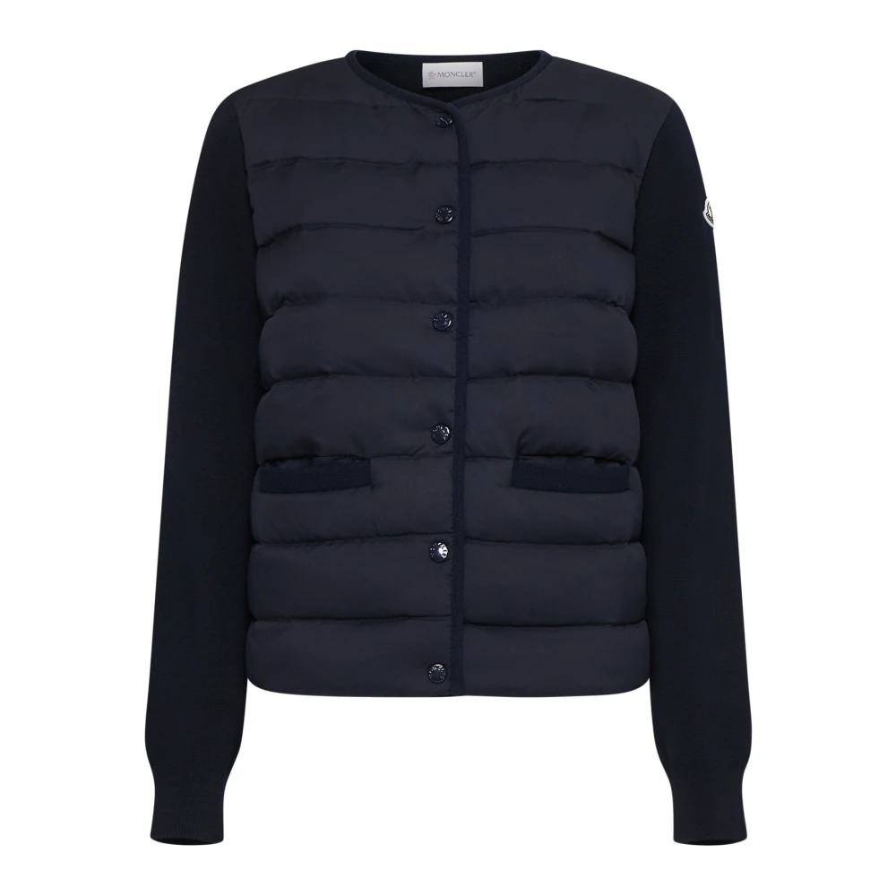 Moncler Blauwe Gewatteerde Vest met Drukknoop Blue Dames