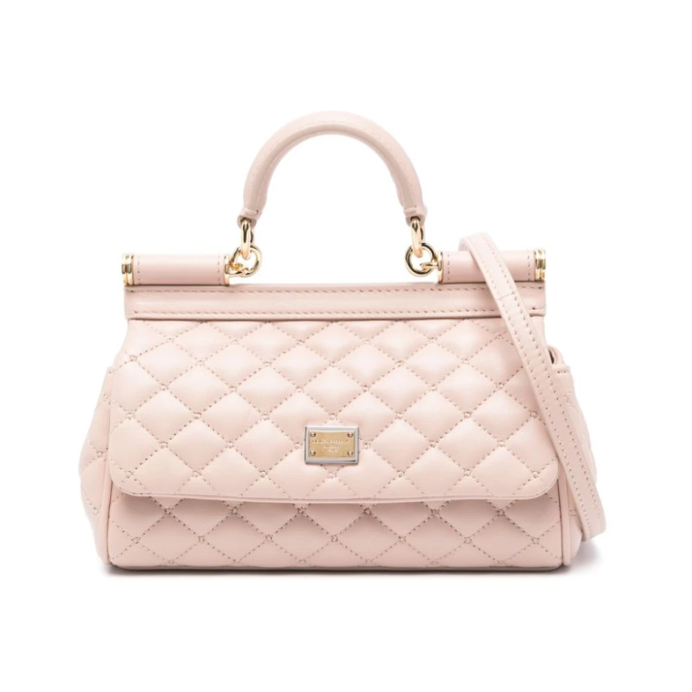 Dolce & Gabbana Sicily Leren Handtas Powder Pink Dames