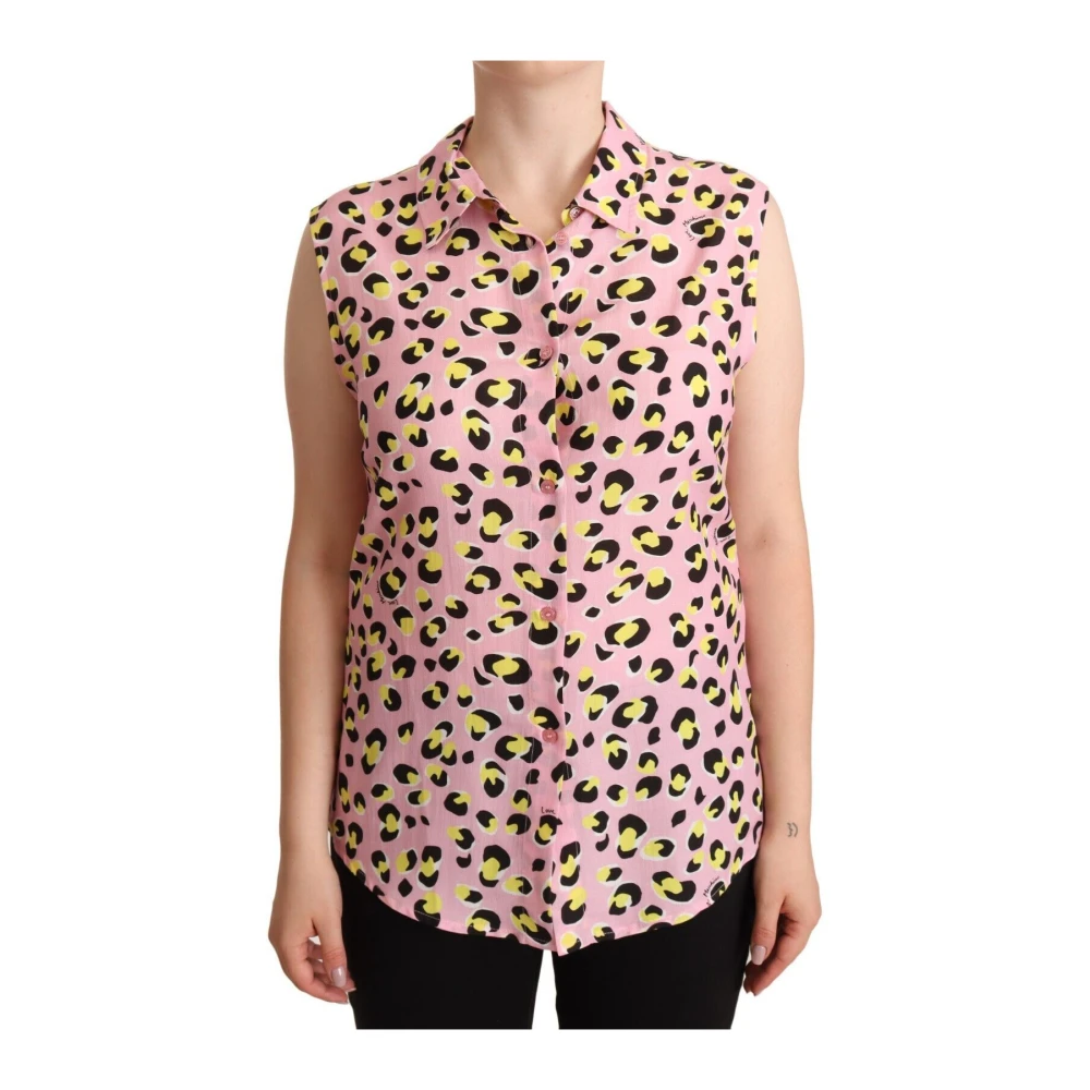 Love Moschino Leopard Print Sleeveless Polo Shirt Multicolor Dames