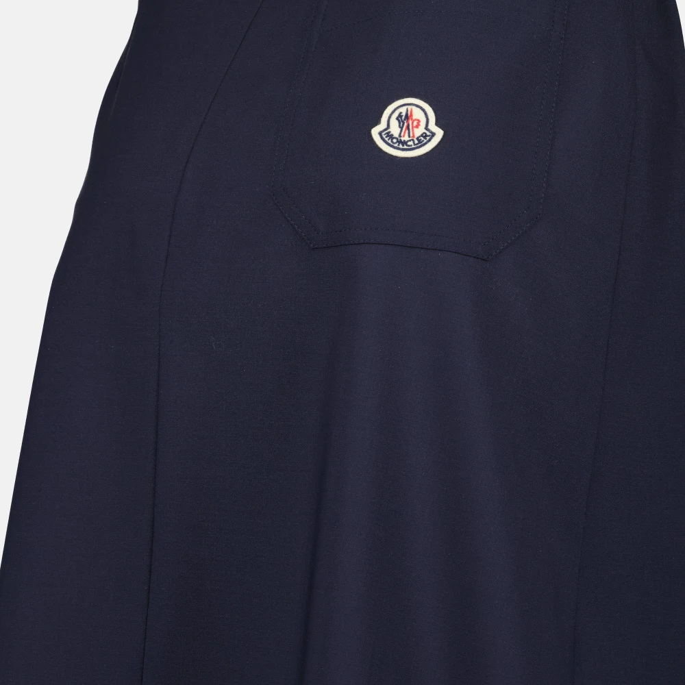 Moncler Navy Geplooide Rok Lente-Zomer 2025 Blue Dames