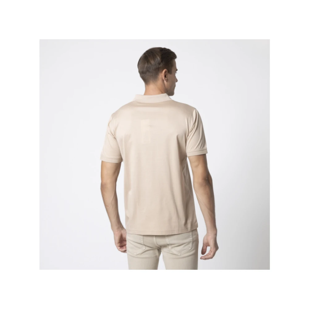 Karl Lagerfeld Beige Polo met Rits Pink Heren