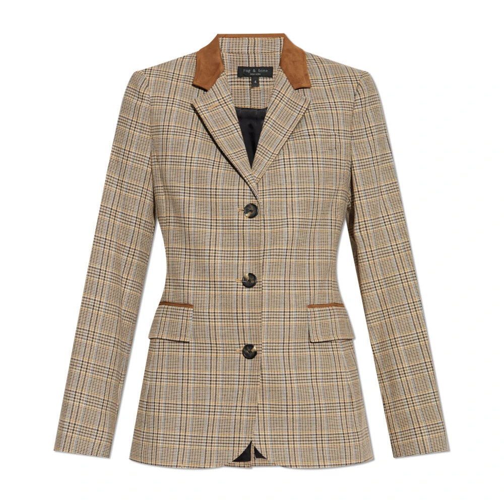 Rag & Bone Vrouw Beige Jassen Dames, S, Wol, Geruite Patroon Blazer