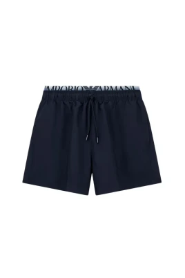 Badshorts med logotypband