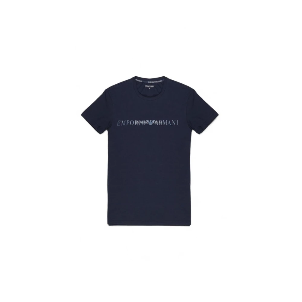 Emporio Armani Blauw Katoenen Heren T-Shirt Herfst Winter Blue Heren