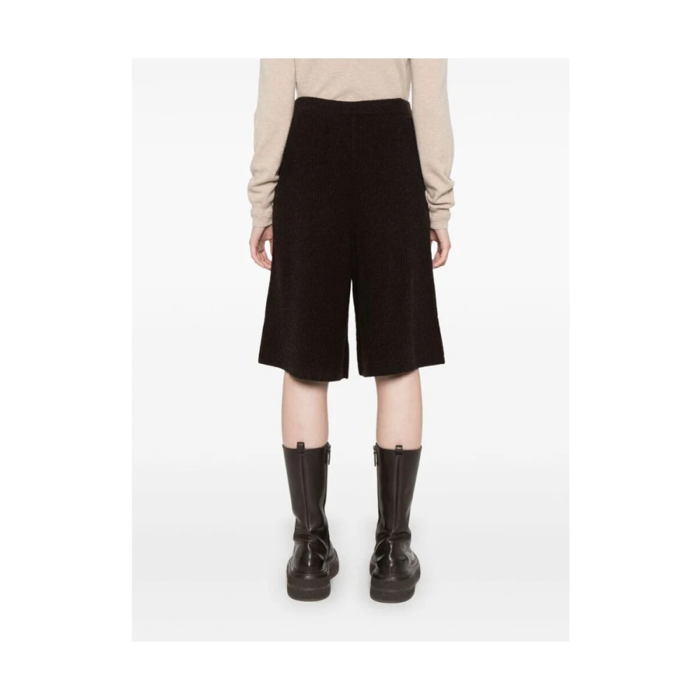 Lemaire Bruine Wollen Gebreide Wijde Pijp Shorts Brown Dames