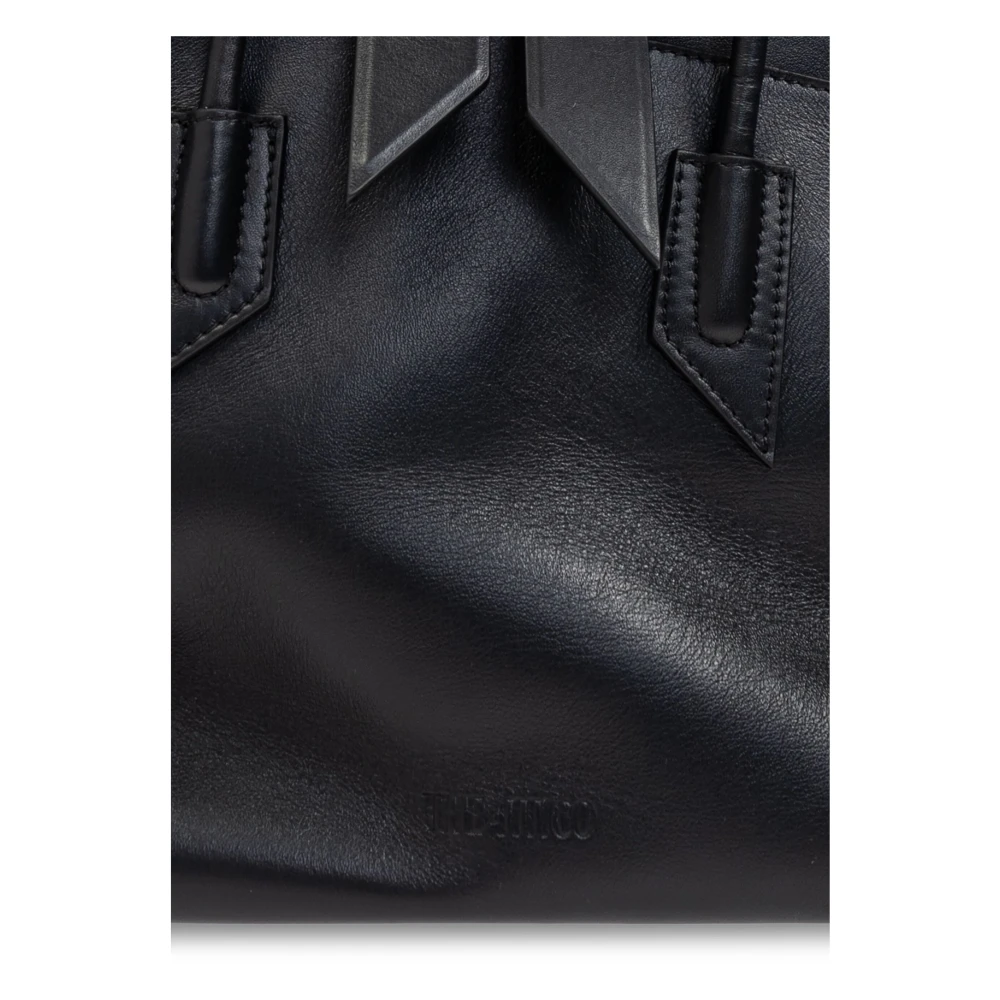 The Attico Leren Top Handvat Tas 'La Passeggiata' Black Dames