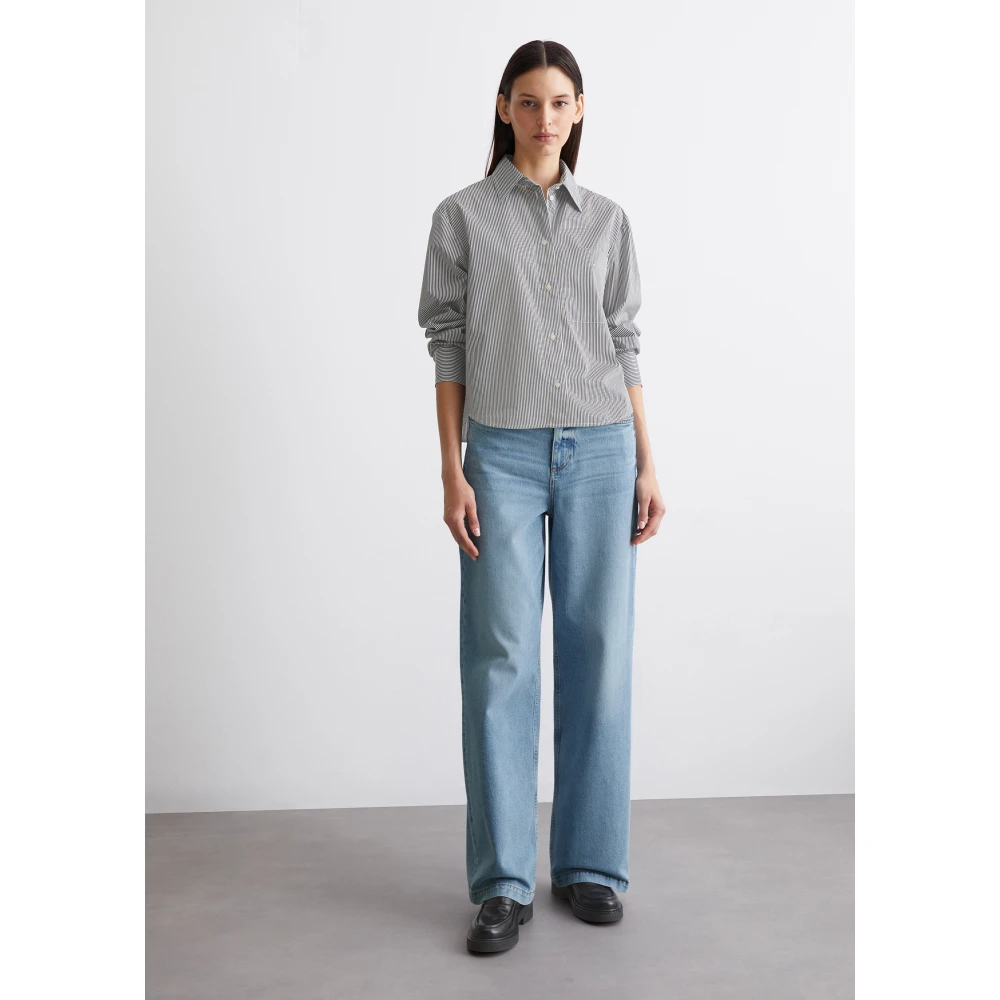 Marc O'Polo Geknipte gestreepte blouse Black Dames