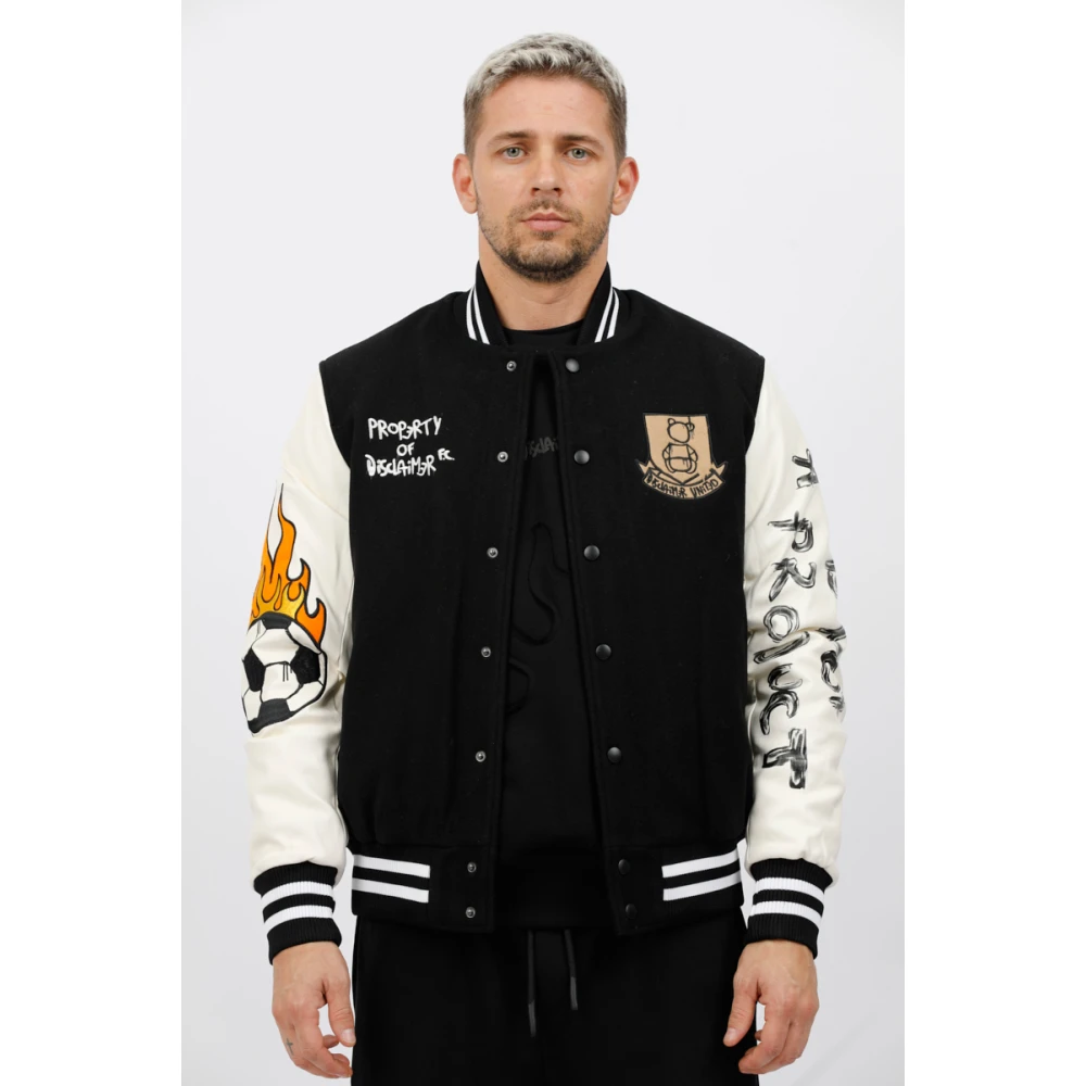 Disclaimer Bomberjack met Patches en Borduursels Black Heren