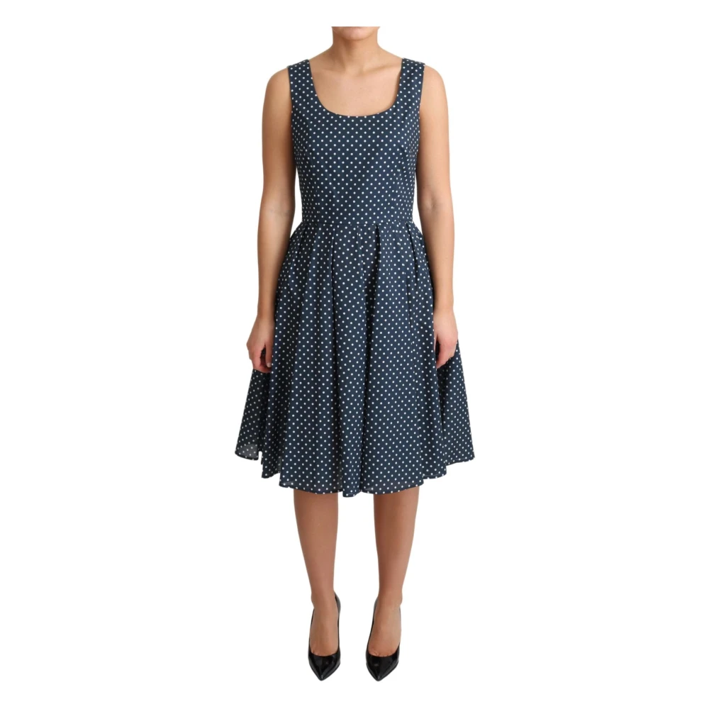 Dolce & Gabbana Women's Blue Polka Dot Sleeveless A-Line Dress
