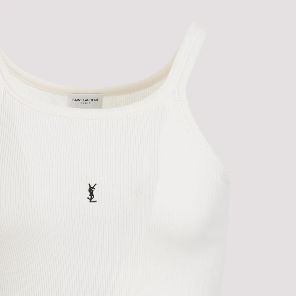 Saint Laurent Geribbelde Tanktop White Heren