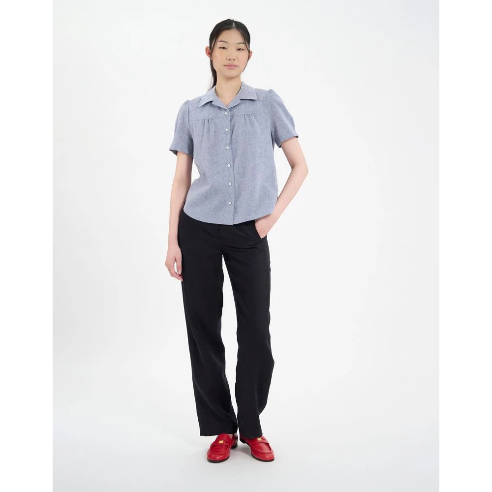 Ines De La Fressange Paris Constance linnen overhemd Blue Dames