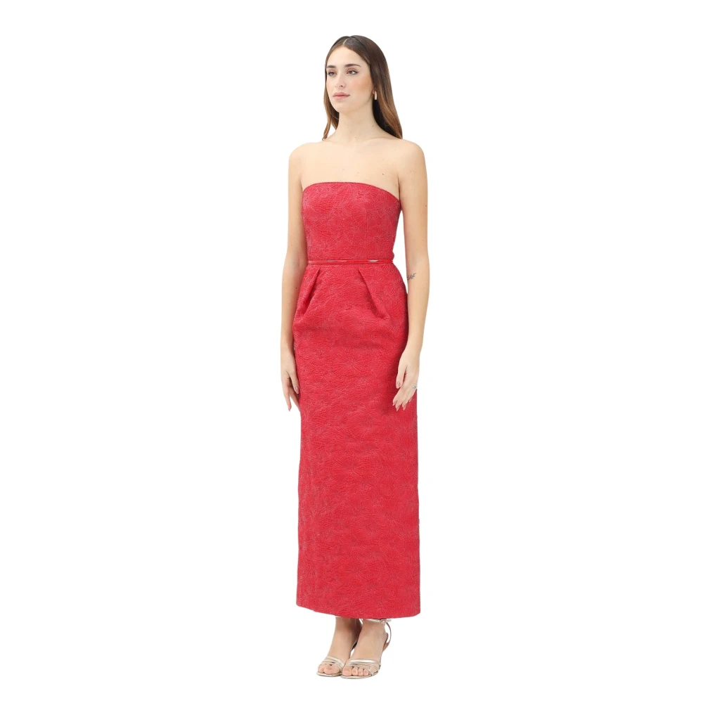 Max Mara Rode Bloemen Lange Jurk Red Dames