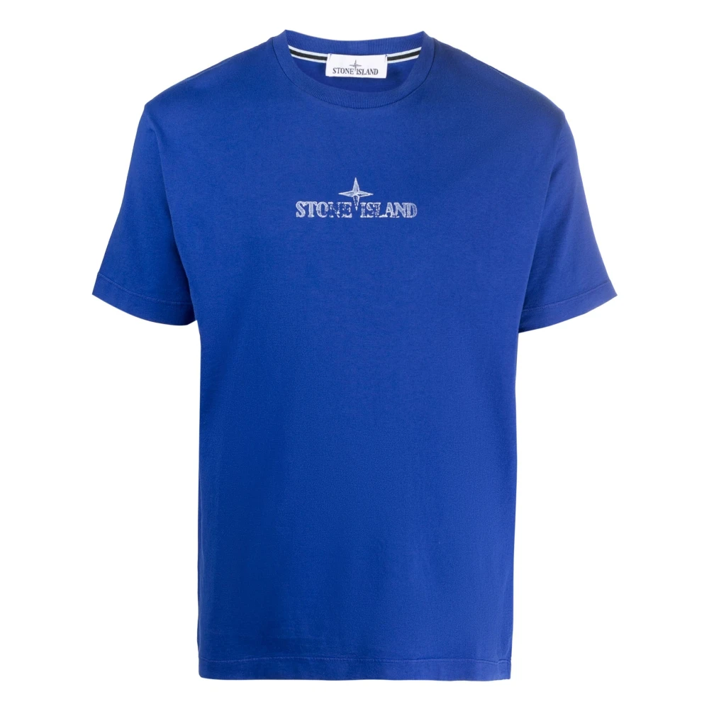 Stone Island Logo-print katoenen T-shirt met korte mouwen Blue Heren