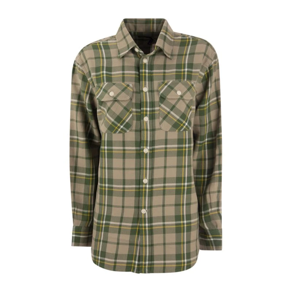 Ralph Lauren Katoenen Twill Ruitjesblouse Green Dames