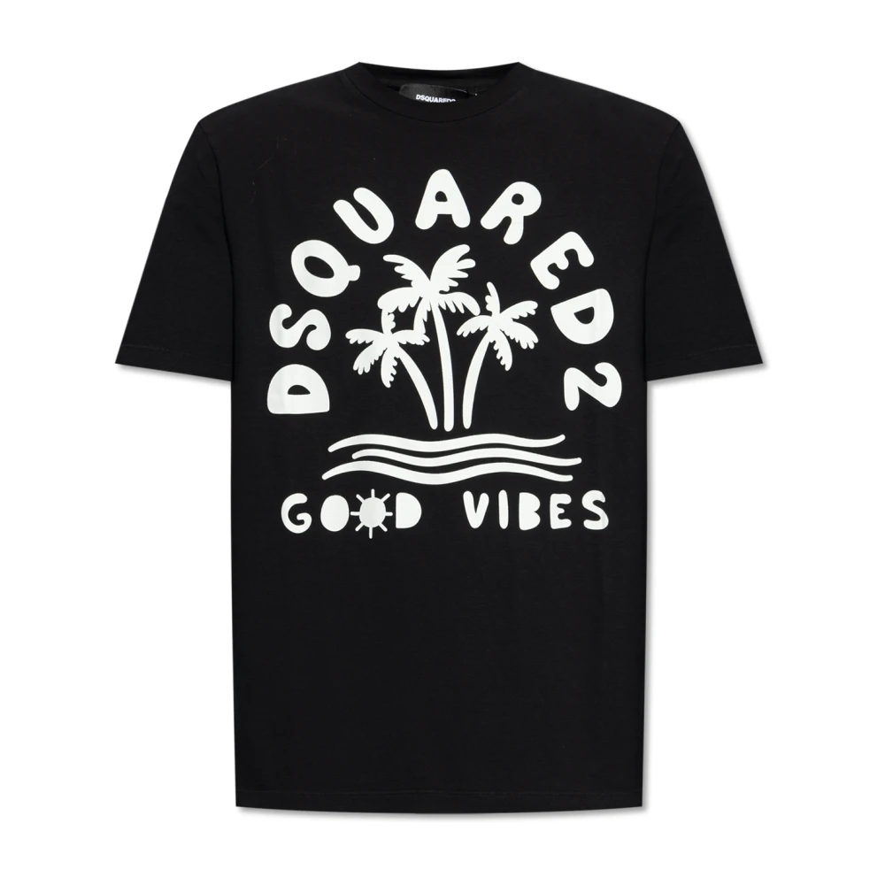 Dsquared2 T-shirt met logo print Black Heren
