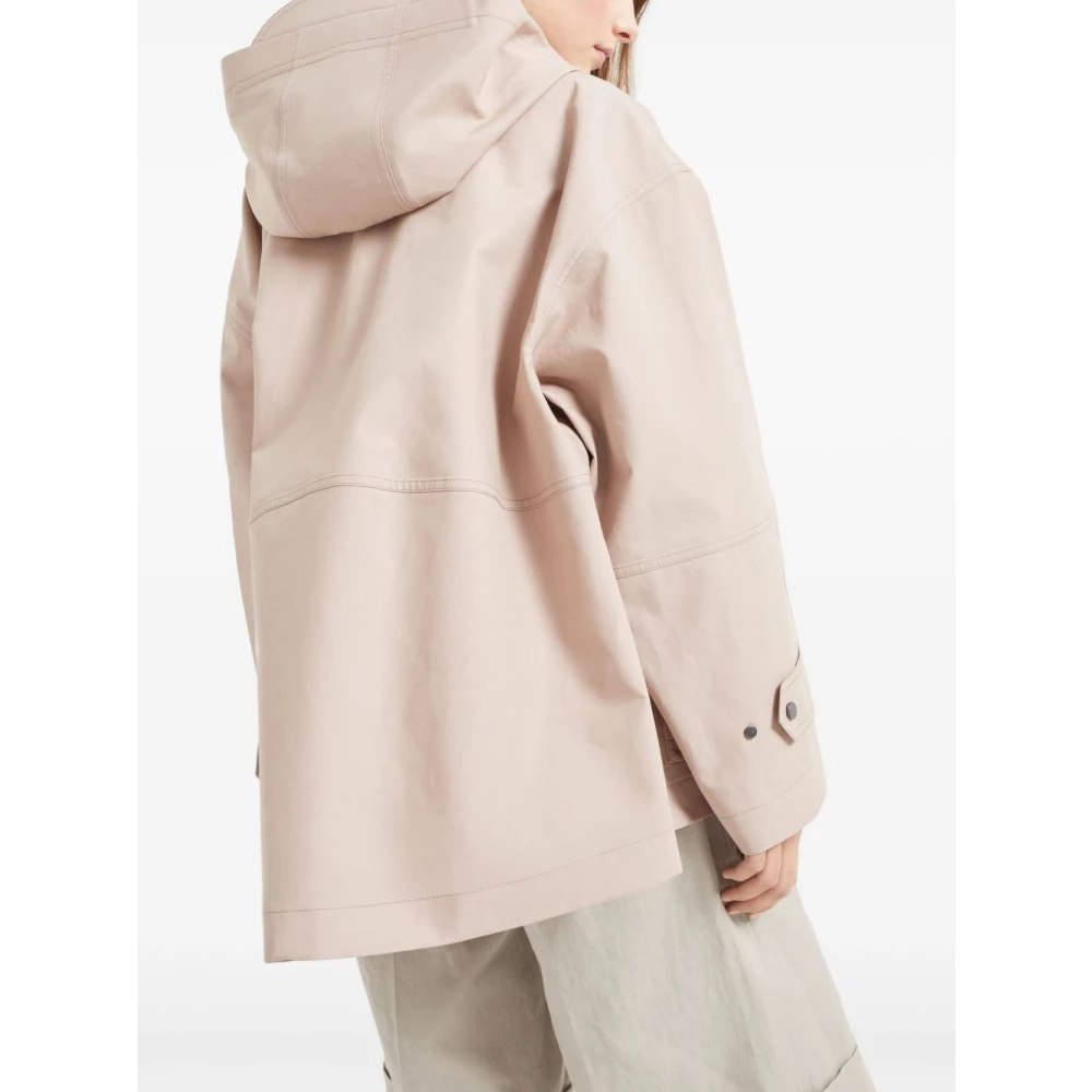 BRUNELLO CUCINELLI Roze Katoenen Regenjas met Capuchon Pink Dames
