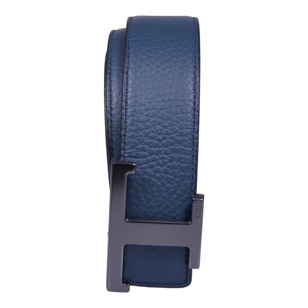 TOD'S Omkeerbare Blauw en Zwart Leren Riem Blue Heren