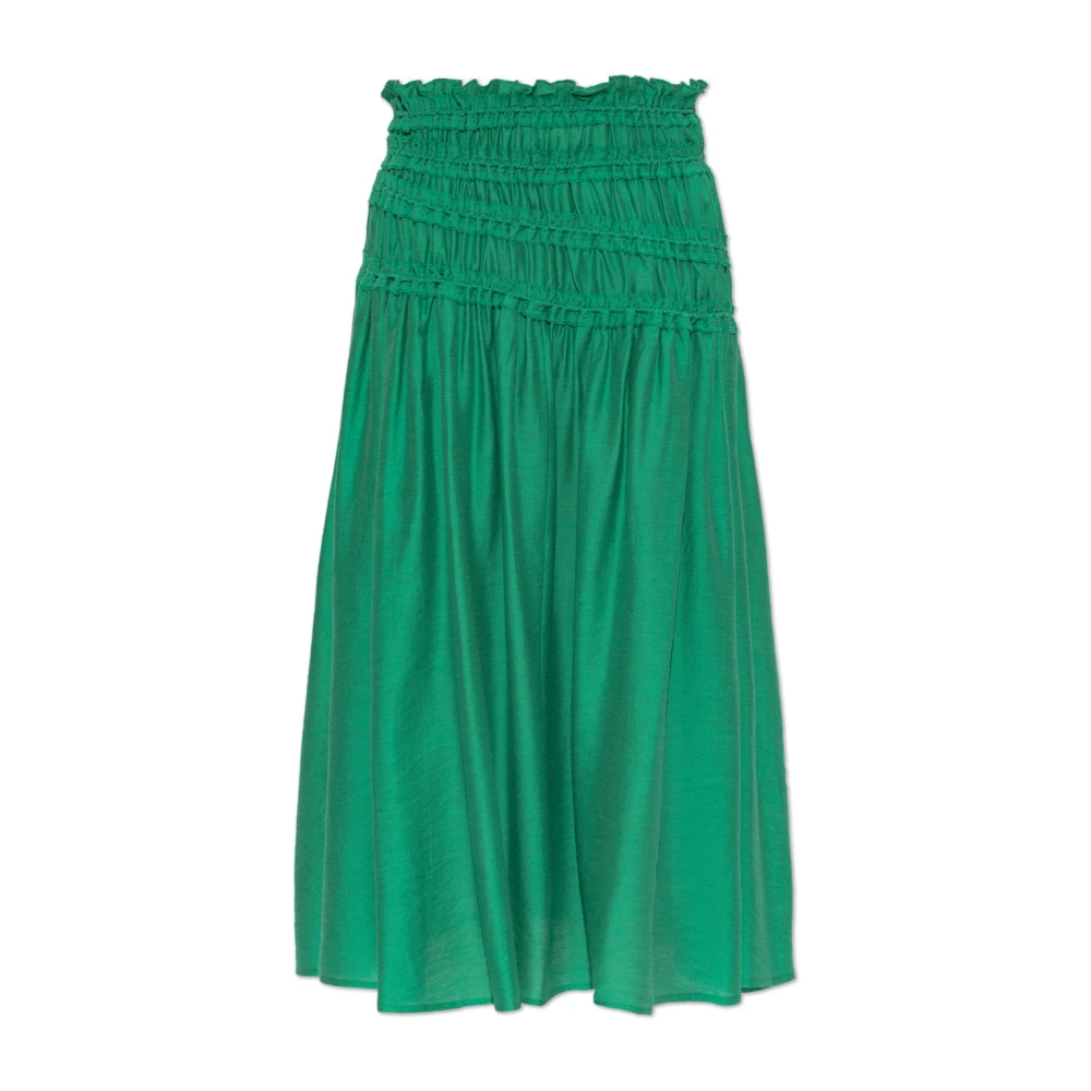 Tory Burch Women's Green Skirt With Ruching - Midi Skirts - M - Skirts