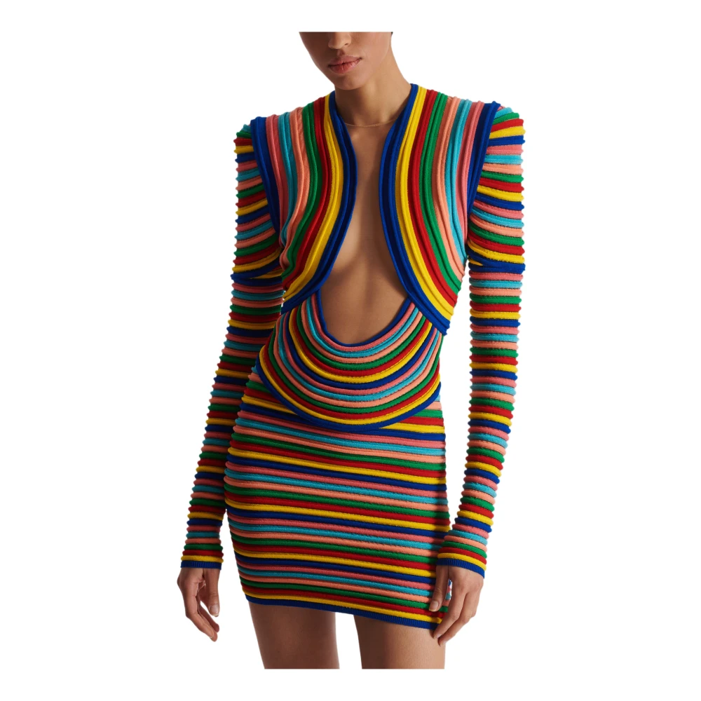 Balmain Korte veelkleurige gebreide jurk Multicolor Dames