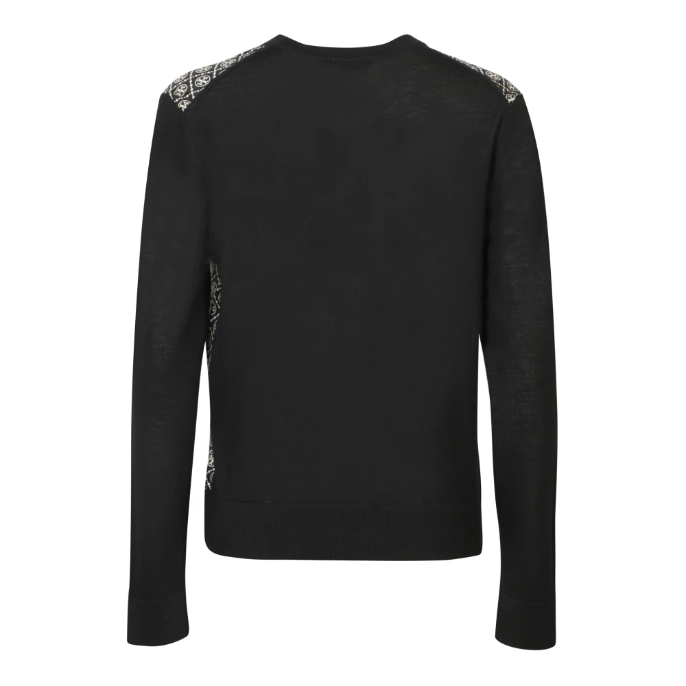TORY BURCH Zwarte Trui Elegant en Gezellig Black Dames