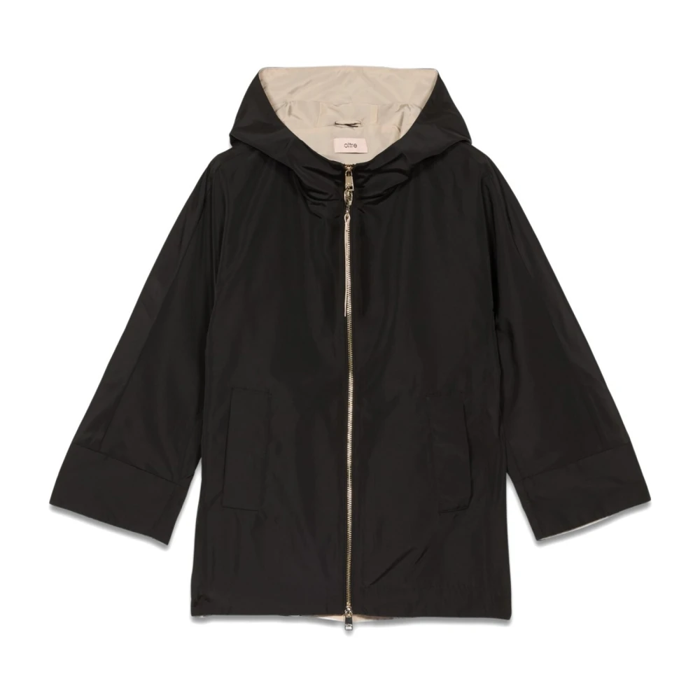 Oltre Taft parka met capuchon en rits Black Dames