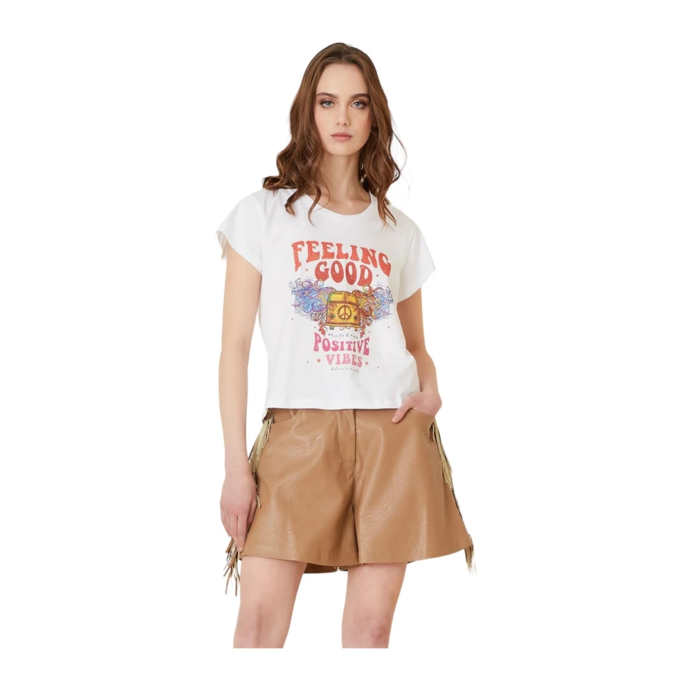 Manila Grace Korte Mouw T-shirt White Dames