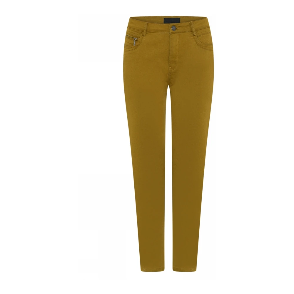 C.ro Women's Yellow Skinny Trousers, 2XL, Suzanne Trousers With Zip Detail