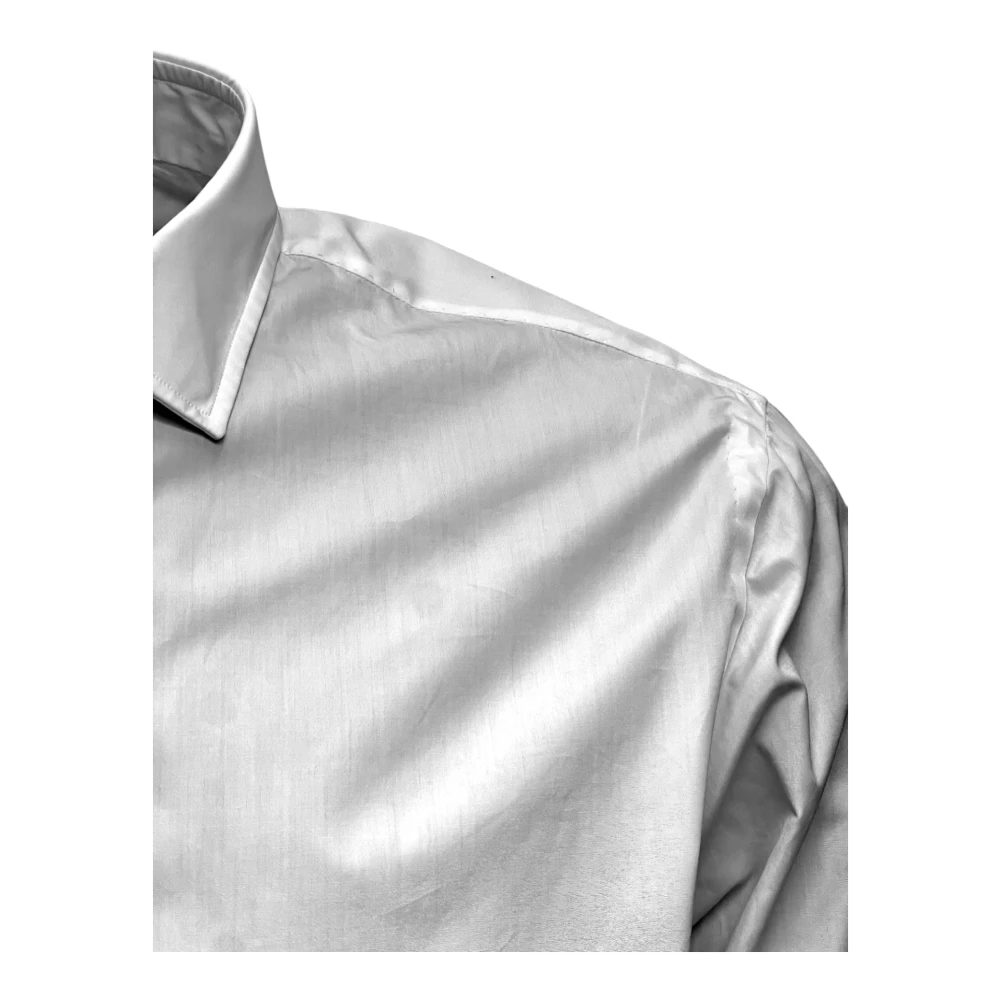 Salvatore Piccolo Napolitaans Popeline Wit Basisoverhemd White Heren