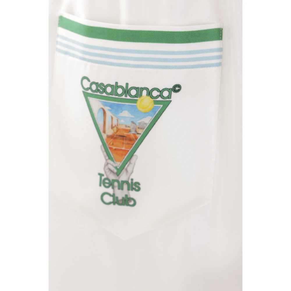 Casablanca Gestreepte Tennis Club Shorts White Heren