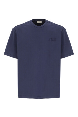 t-shirt-en-coton-bleu-avec-col-rond