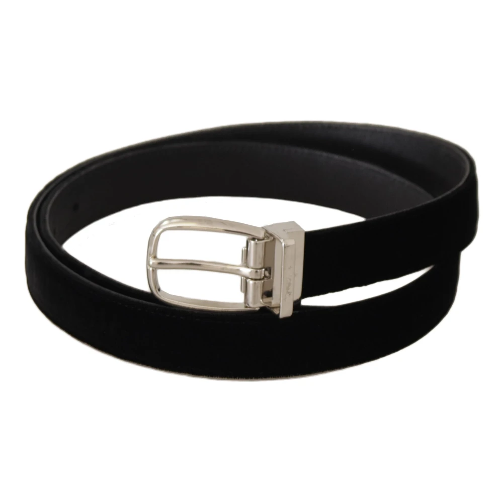 Dolce & Gabbana Luxe Zwart Fluweel Riem met Logogesp Black Heren