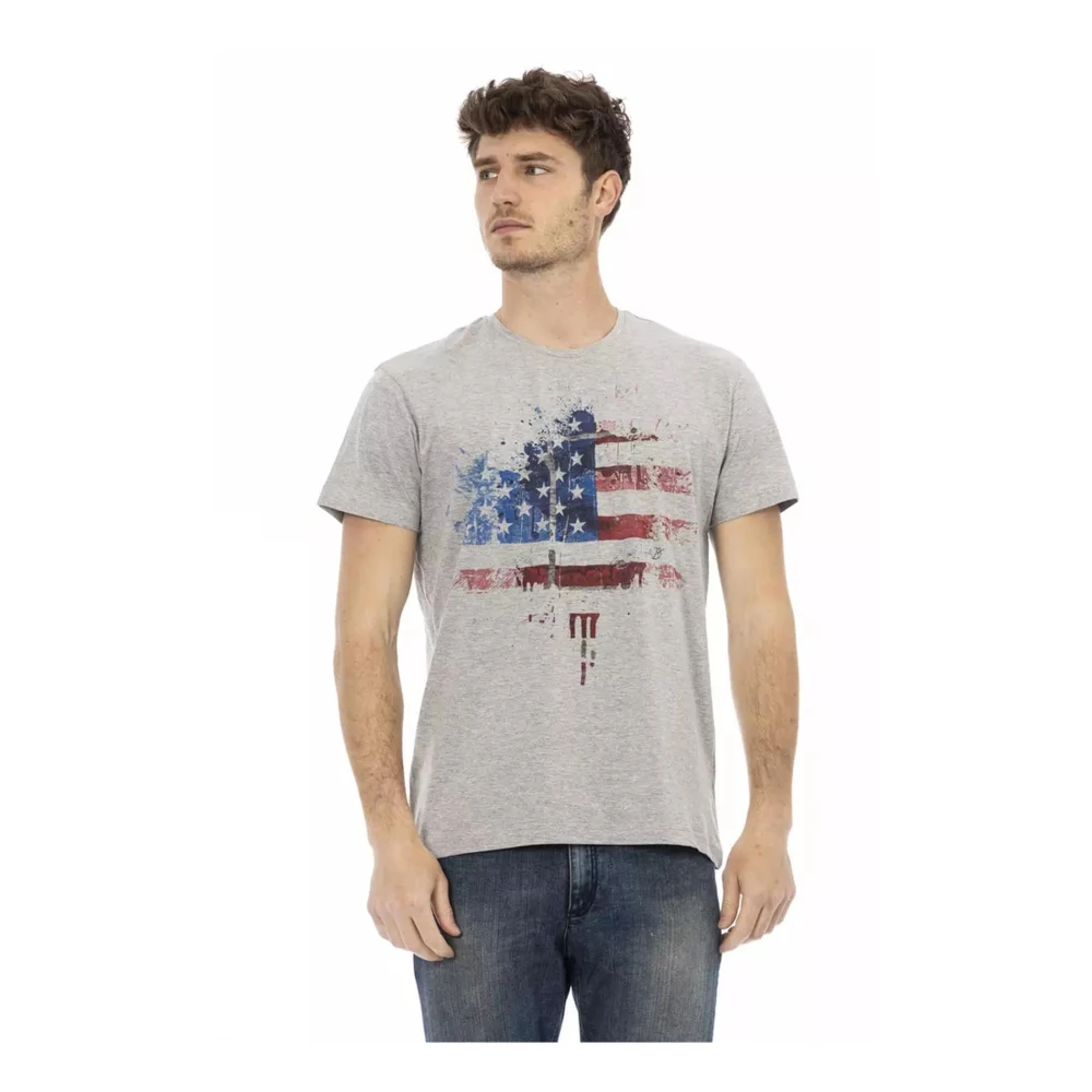 Trussardi Men's Gray Printed Cotton T-Shirt - T-Shirts - M- Tops