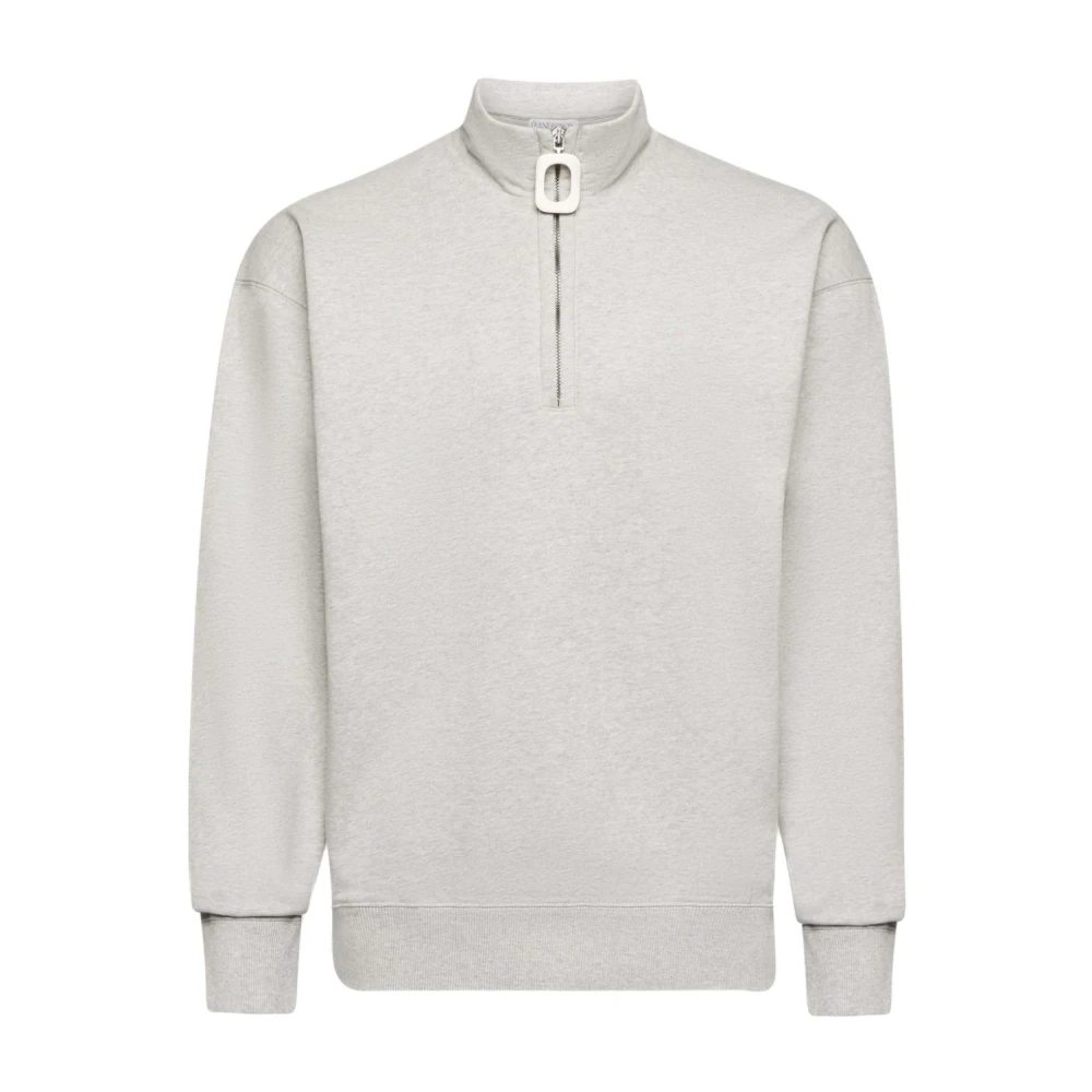 JW Anderson Grijze Half-zip Sweatshirt Mêlee Effect Gray Heren