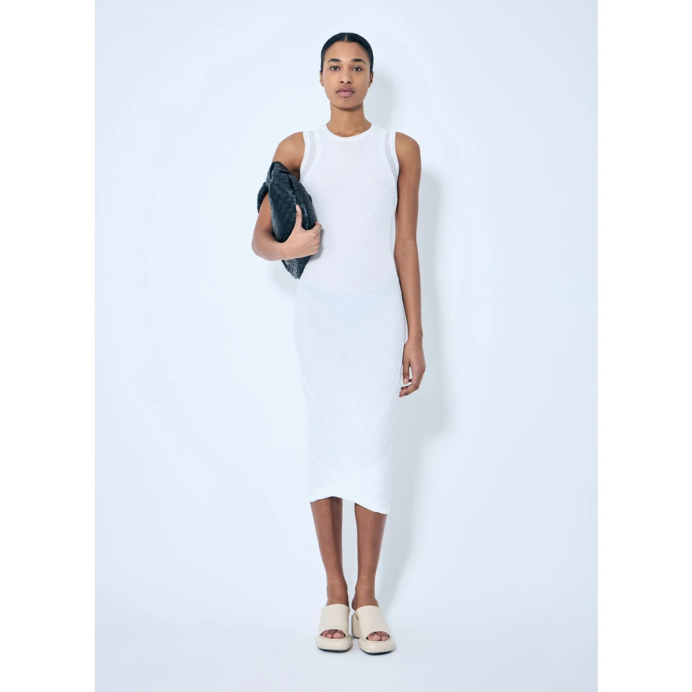 Jil Sander Gelaagde Midi Jurk Scoop Neck Italië White Dames